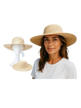 Time And Tru Tan Patterned Straw Hat